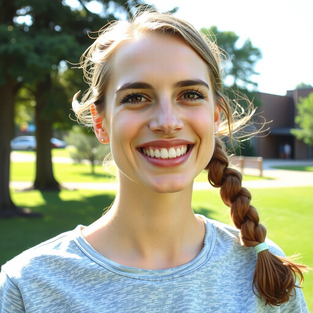 Portrait of a young woman smiling and looking energetic