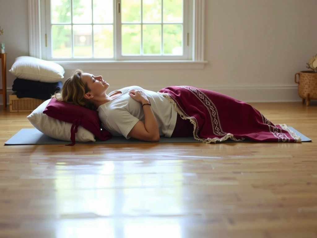 Calm image representing stillness and deep relaxation in Restorative yoga with props