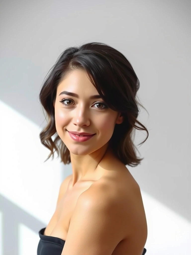 Serene portrait of Elena Petrova, a yoga teacher